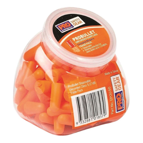 WORKWEAR, SAFETY & CORPORATE CLOTHING SPECIALISTS Probullet Disposable Uncorded Earplugs 50 Pack Uncorded