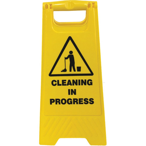 WORKWEAR, SAFETY & CORPORATE CLOTHING SPECIALISTS - DISCONTINUED - Floor Stand Yellow 'Cleaning In Progress'