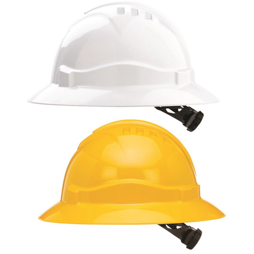 WORKWEAR, SAFETY & CORPORATE CLOTHING SPECIALISTS - V6 Hard Hat Unvented Full Brim Ratchet Harness