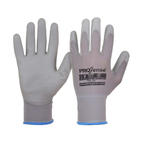 WORKWEAR, SAFETY & CORPORATE CLOTHING SPECIALISTS - PRO-LITE Grey PU Palm on Grey Nylon Liner (MOQ 12)