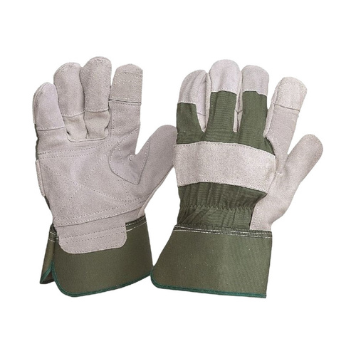 WORKWEAR, SAFETY & CORPORATE CLOTHING SPECIALISTS - Green Cotton / Leather Gloves
