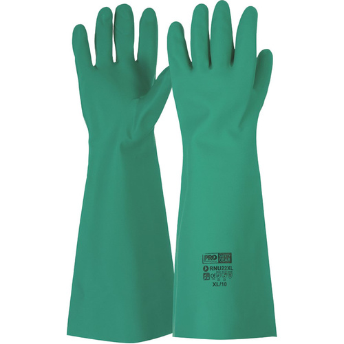 WORKWEAR, SAFETY & CORPORATE CLOTHING SPECIALISTS 45cm Green Nitrile Gauntlet Gloves (MOQ 12)