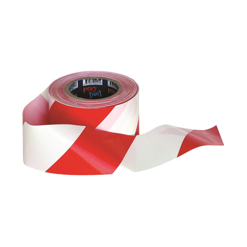 WORKWEAR, SAFETY & CORPORATE CLOTHING SPECIALISTS - Barricade Tape - 100m x 75mm Red & White (MOQ 5)