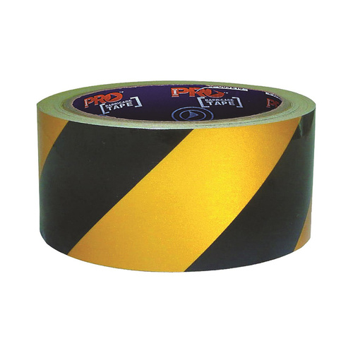 WORKWEAR, SAFETY & CORPORATE CLOTHING SPECIALISTS - Self Adhesive Hazard Tape Yellow & Black. 30m x 50mm
