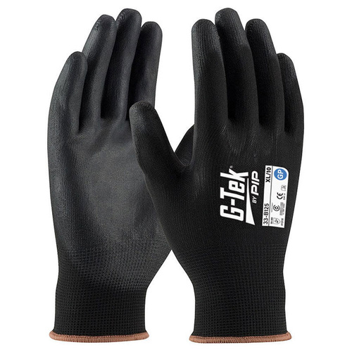 WORKWEAR, SAFETY & CORPORATE CLOTHING SPECIALISTS - G-Tek 13G Black Nylon Gp Palm Dip Glove (MOQ 12)