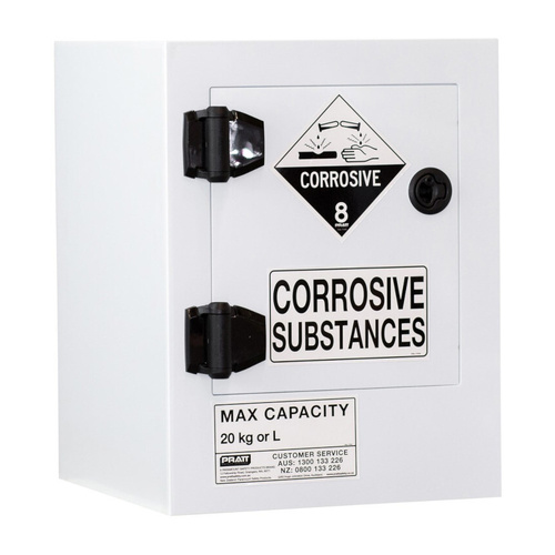 WORKWEAR, SAFETY & CORPORATE CLOTHING SPECIALISTS CORROSIVE SUBSTANCE STORAGE CABINET: POLYPROPYLENE - 20L - 1 DOOR - 1 SHELF
