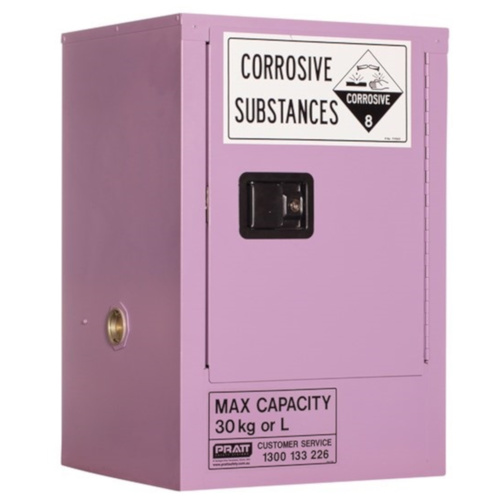 WORKWEAR, SAFETY & CORPORATE CLOTHING SPECIALISTS CORROSIVE SUBSTANCE STORAGE CABINET: METAL - 30L - 1 DOOR - 1 SHELF