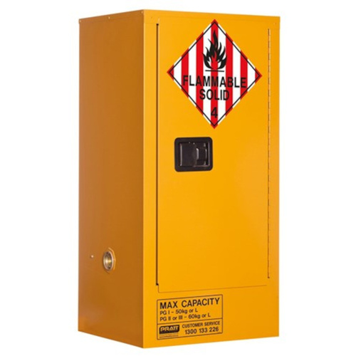 WORKWEAR, SAFETY & CORPORATE CLOTHING SPECIALISTS - CLASS 4 DANGEROUS GOODS STORAGE CABINET: 60L - 1 DOOR - 2 SHELVES