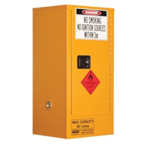 WORKWEAR, SAFETY & CORPORATE CLOTHING SPECIALISTS - FLAMMABLE LIQUID STORAGE CABINET: 60L - 1 DOOR - 2 SHELVES
