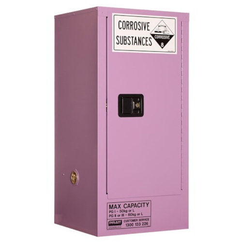 WORKWEAR, SAFETY & CORPORATE CLOTHING SPECIALISTS - CORROSIVE SUBSTANCE STORAGE CABINET: METAL - 60L - 1 DOOR - 2 SHELVES