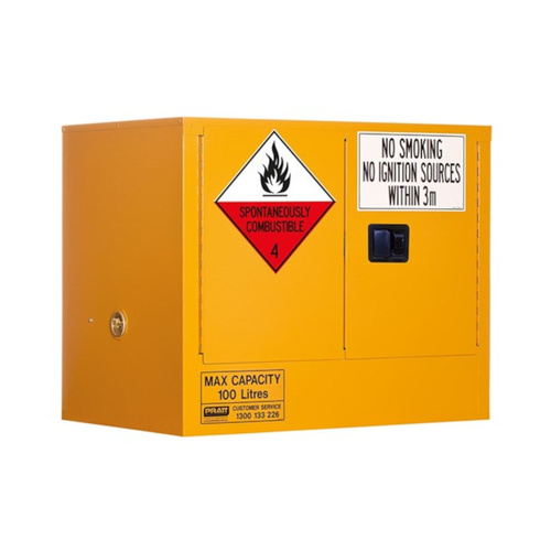 WORKWEAR, SAFETY & CORPORATE CLOTHING SPECIALISTS - CLASS 4 DANGEROUS GOODS STORAGE CABINET: 100L - 2 DOORS - 1 SHELF