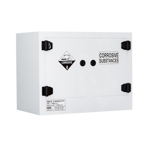 WORKWEAR, SAFETY & CORPORATE CLOTHING SPECIALISTS - CORROSIVE SUBSTANCE STORAGE CABINET: POLYPROPYLENE - 110L - 2 DOORS - 2 SHELVES