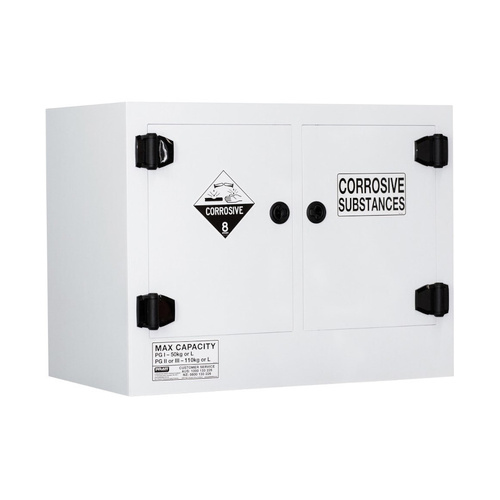 WORKWEAR, SAFETY & CORPORATE CLOTHING SPECIALISTS CORROSIVE SUBSTANCE STORAGE CABINET: POLYPROPYLENE - 110L - 2 DOORS - 2 SHELVES