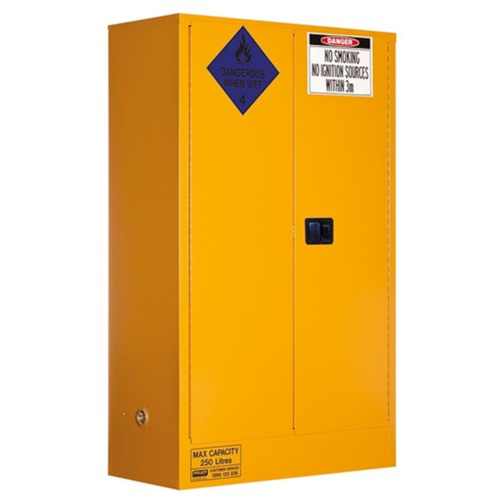 WORKWEAR, SAFETY & CORPORATE CLOTHING SPECIALISTS - CLASS 4 DANGEROUS GOODS STORAGE CABINET: 250L - 2 DOORS - 3 SHELVES