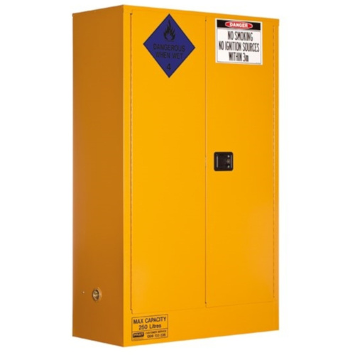 WORKWEAR, SAFETY & CORPORATE CLOTHING SPECIALISTS CLASS 4 DANGEROUS GOODS STORAGE CABINET: 250L - 2 DOORS - 3 SHELVES