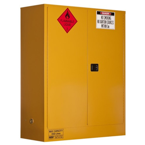 WORKWEAR, SAFETY & CORPORATE CLOTHING SPECIALISTS - FLAMMABLE LIQUID STORAGE CABINET: 350L - 2 DOORS - 3 SHELVES