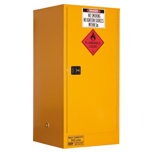 WORKWEAR, SAFETY & CORPORATE CLOTHING SPECIALISTS - FLAMMABLE LIQUID STORAGE CABINET: 350L - 1 DOOR - 3 SHELVES