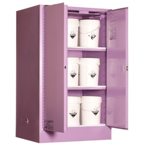 WORKWEAR, SAFETY & CORPORATE CLOTHING SPECIALISTS CORROSIVE SUBSTANCE STORAGE CABINET: METAL - 425L - 2 DOORS - 3 SHELVES