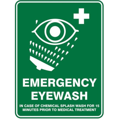 WORKWEAR, SAFETY & CORPORATE CLOTHING SPECIALISTS - Emergency Eyewash Sign 450mm x 300mm Poly