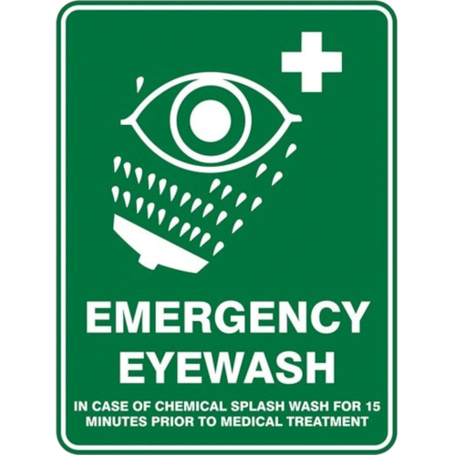WORKWEAR, SAFETY & CORPORATE CLOTHING SPECIALISTS - Emergency Eyewash Sign 600mm x 450mm Metal