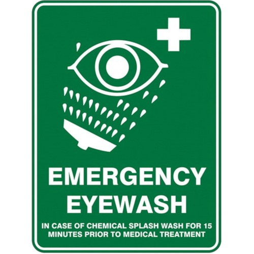 WORKWEAR, SAFETY & CORPORATE CLOTHING SPECIALISTS - Emergency Eyewash Sign 600mm x 450mm Poly