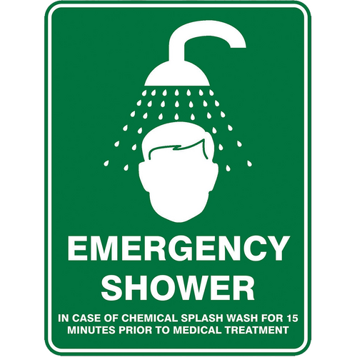 WORKWEAR, SAFETY & CORPORATE CLOTHING SPECIALISTS Emergency Shower Sign 300 X 225 Metal