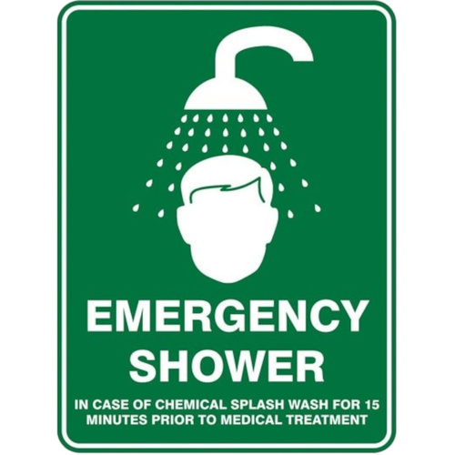 WORKWEAR, SAFETY & CORPORATE CLOTHING SPECIALISTS - Emergency Shower Sign 450mm x 300mm Metal