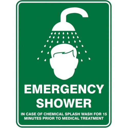 WORKWEAR, SAFETY & CORPORATE CLOTHING SPECIALISTS - Emergency Shower Sign 600mm x 450mm Poly