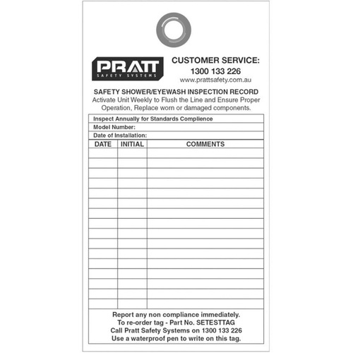 WORKWEAR, SAFETY & CORPORATE CLOTHING SPECIALISTS - Shower And Eye Wash Test Tag - Pack Of 10