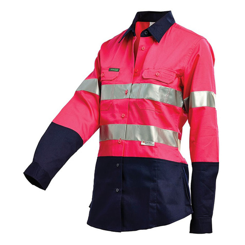 WORKWEAR, SAFETY & CORPORATE CLOTHING SPECIALISTS DISCONTINUED - Hi-Vis Womens 2 Tone Lightweight Taped Shirt