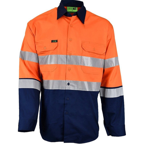 WORKWEAR, SAFETY & CORPORATE CLOTHING SPECIALISTS DISCONTINUED - HI-VIS LIGHTWEIGHT LONG SLEEVE BIOMOTION TAPED SHIRT