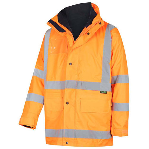 WORKWEAR, SAFETY & CORPORATE CLOTHING SPECIALISTS DISCONTINUED - Hi-Vis 2 Tone 5 in 1 Waterproof Biomotion X-Back Rail Taped Jacket