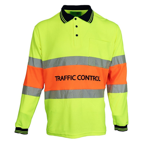 WORKWEAR, SAFETY & CORPORATE CLOTHING SPECIALISTS - Traffic Control Long Sleeve Poly Cotton Taped Polo Shirt - Yellow
