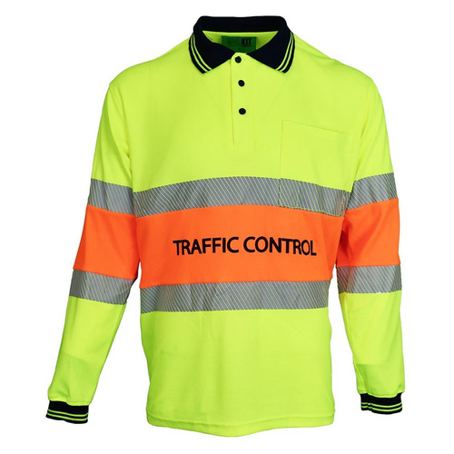 WORKWEAR, SAFETY & CORPORATE CLOTHING SPECIALISTS Traffic Control Long Sleeve Poly Cotton Taped Polo Shirt - Yellow