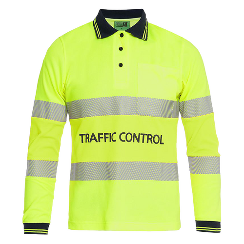 WORKWEAR, SAFETY & CORPORATE CLOTHING SPECIALISTS - Womens Traffic Control Hi Vis Long Sleeve Poly/Cotton Taped Polo Shirt