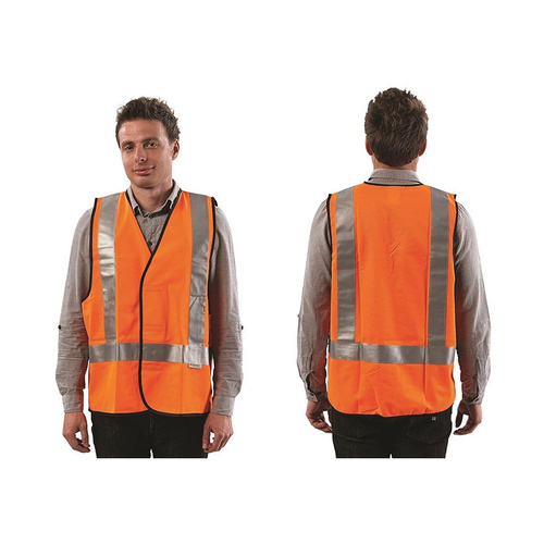 WORKWEAR, SAFETY & CORPORATE CLOTHING SPECIALISTS - FLURO H BACK SAFETY VEST - DAY/NIGHT USE (MOQ 5)