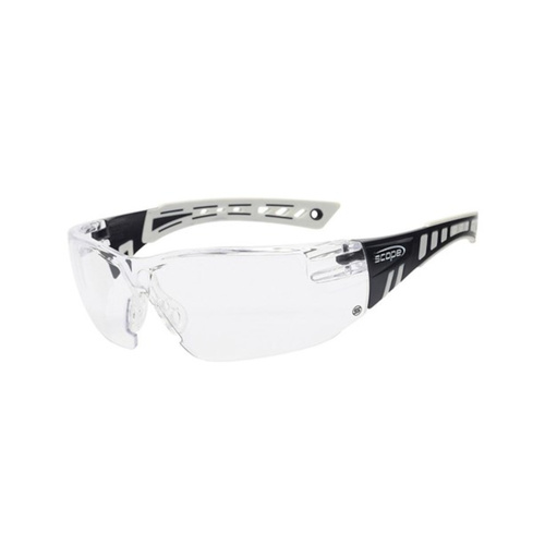 WORKWEAR, SAFETY & CORPORATE CLOTHING SPECIALISTS - Speed White/Navy Blue Frame Titanium AF/AS Clear Lens (MOQ 10)