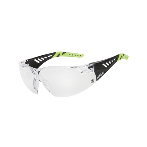 WORKWEAR, SAFETY & CORPORATE CLOTHING SPECIALISTS Biosphere Black/Lime Green Temple AF/AS Clear Lens (MOQ 10)