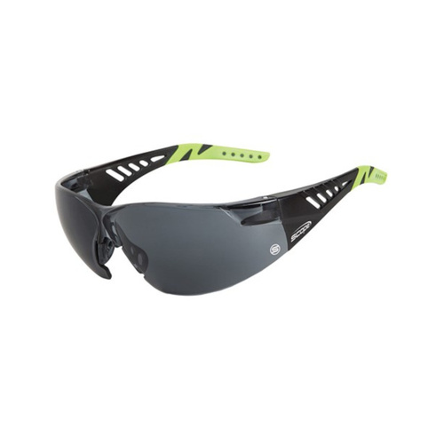 WORKWEAR, SAFETY & CORPORATE CLOTHING SPECIALISTS - Biosphere Black/Lime Green Temple AF/AS Smoke Lens (MOQ 10)