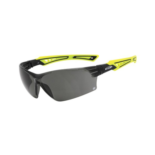 WORKWEAR, SAFETY & CORPORATE CLOTHING SPECIALISTS Bionix Hi Vis Green/Black Temple Titanium AF/AS Smoke Lens (MOQ 10)