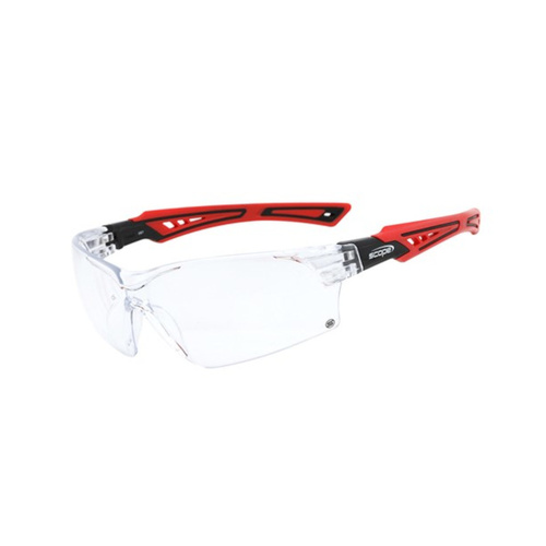 WORKWEAR, SAFETY & CORPORATE CLOTHING SPECIALISTS Bionix Red/Black Temple Titanium AF/AS Clear Lens (MOQ 10)