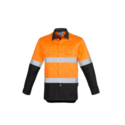 WORKWEAR, SAFETY & CORPORATE CLOTHING SPECIALISTS - Mens Hi Vis Industrial L/S Shirt - Hoop Taped