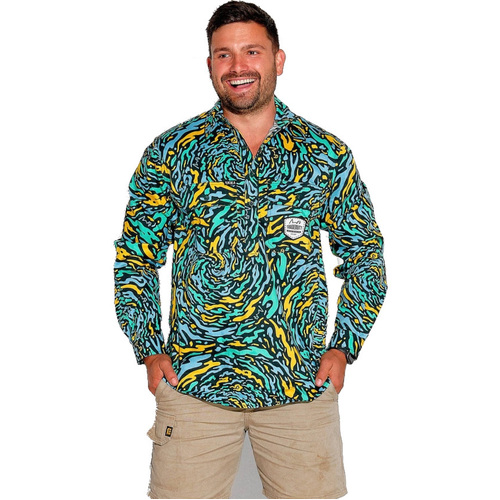 WORKWEAR, SAFETY & CORPORATE CLOTHING SPECIALISTS - MENS SPUN OUT FULL PRINT 1/2 PLACKET WORKSHIRT