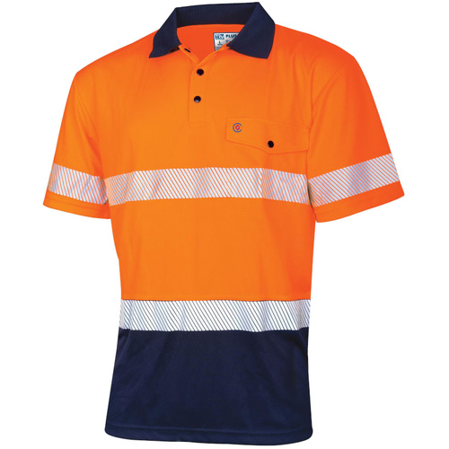 WORKWEAR, SAFETY & CORPORATE CLOTHING SPECIALISTS Polo 175gsm Recycled Polyester Anti- Microbial Micromesh S/S Two Tone with Segmented Reflective Tape