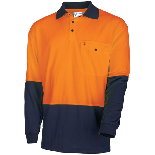 WORKWEAR, SAFETY & CORPORATE CLOTHING SPECIALISTS - Polo 175gsm Recycled Polyester Anti- Microbial Micromesh L/S Two Tone