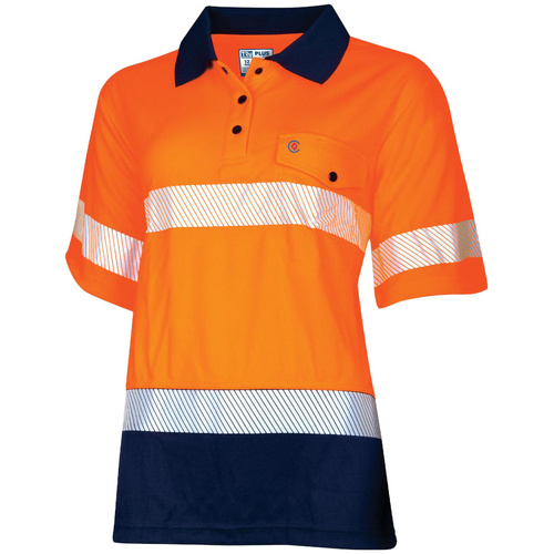 WORKWEAR, SAFETY & CORPORATE CLOTHING SPECIALISTS Polo Women's 175gsm Recycled Polyester Anti- Microbial Micromesh S/S Two Tone with Segmented Reflective Tape