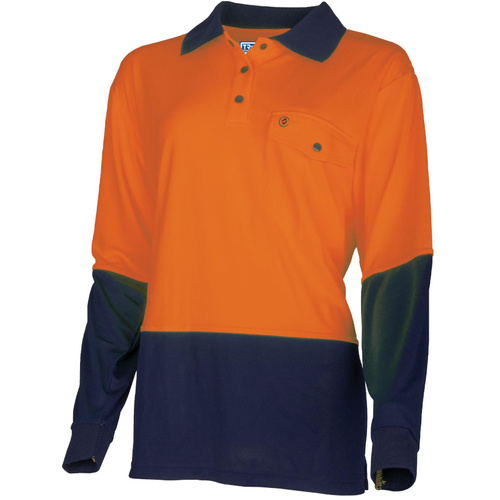 WORKWEAR, SAFETY & CORPORATE CLOTHING SPECIALISTS Polo Women's 175gsm Recycled Polyester Anti- Microbial Micromesh L/S Two Tone
