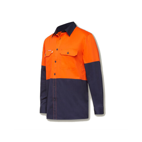 WORKWEAR, SAFETY & CORPORATE CLOTHING SPECIALISTS - DISCONTINUED - Koolgear - Ventilated Hi-Vis Two Tone Shirt Long Sleeve