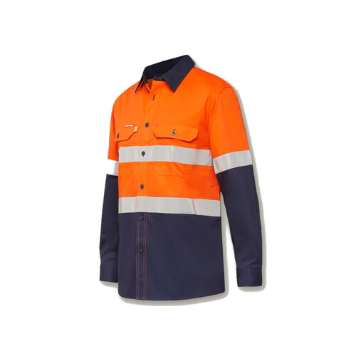 WORKWEAR, SAFETY & CORPORATE CLOTHING SPECIALISTS - DISCONTINUED - Koolgear - Ventilated Hi-Vis Two Tone Shirt with Tape Long Sleeve