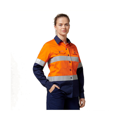 WORKWEAR, SAFETY & CORPORATE CLOTHING SPECIALISTS - Core - Womens L/S Hi Vis L/weight 2 tone Ventilated Shirt w/Tape